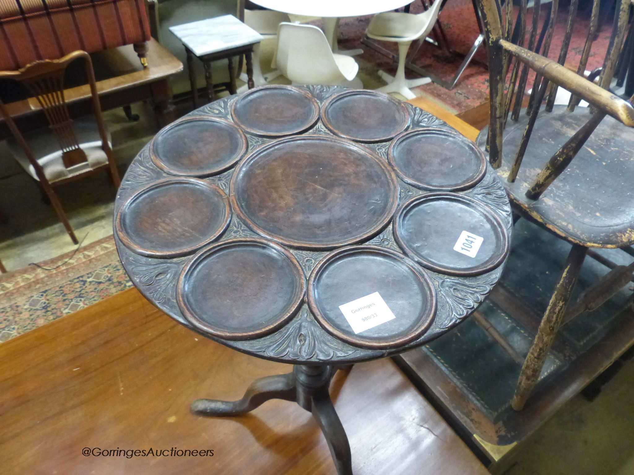 A mahogany tripod table, 43cm, diameter, height 66cm